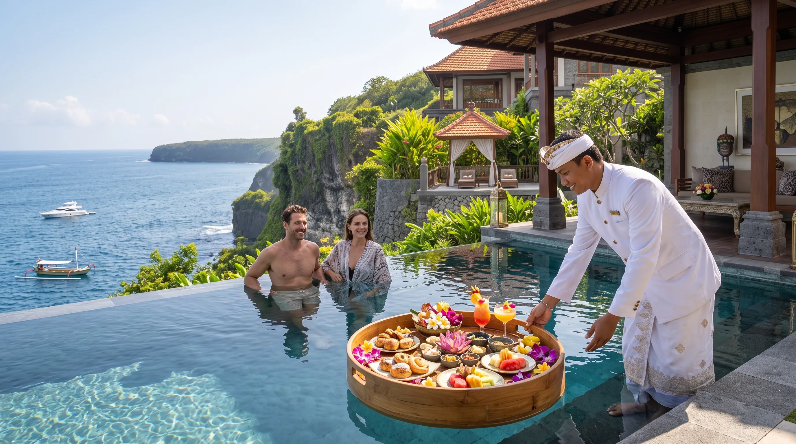 Personal Butler Serving Breakfast at Bali Luxury Villa