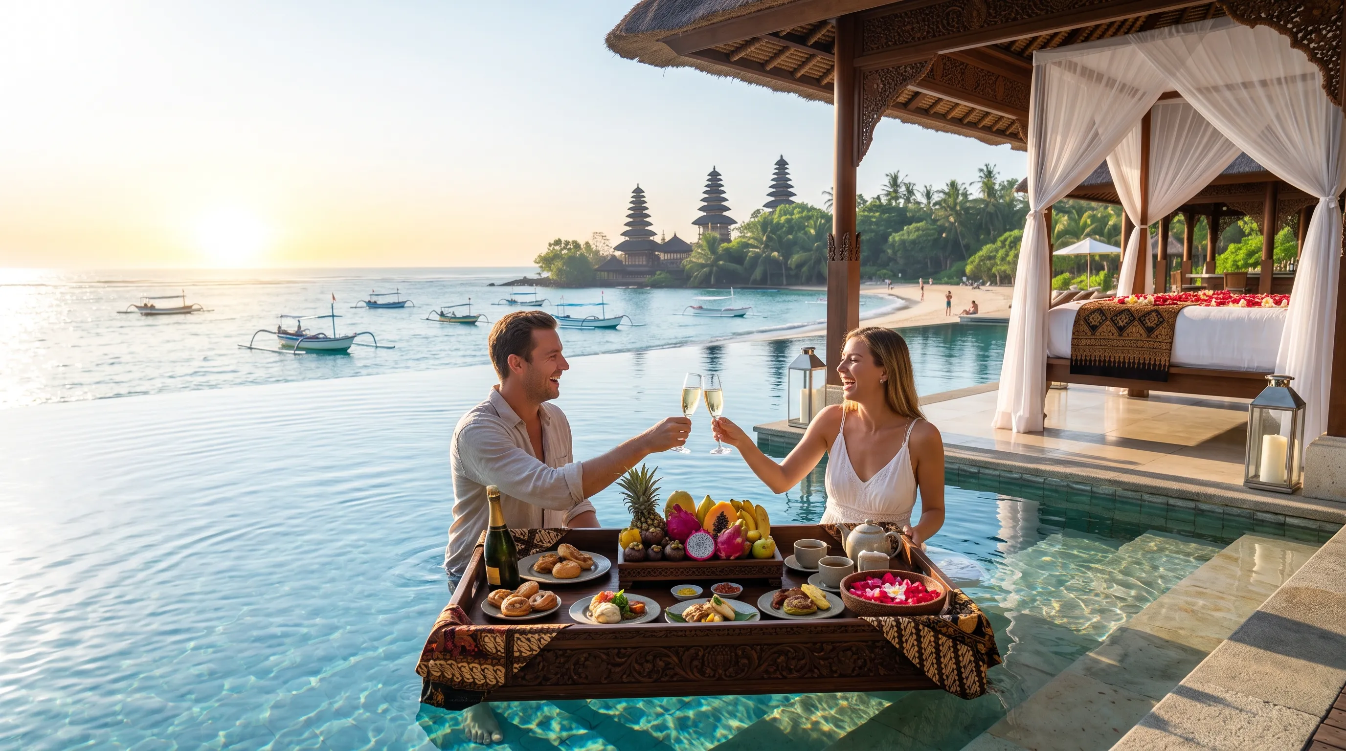 Honeymoon Couple at All Inclusive Bali Resort with Ocean View